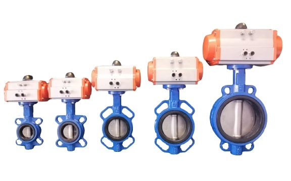 Butterfly Valve Wafer Type EVANAIR Double Acting Pneumatic Actuator Operated L20 Flow Control